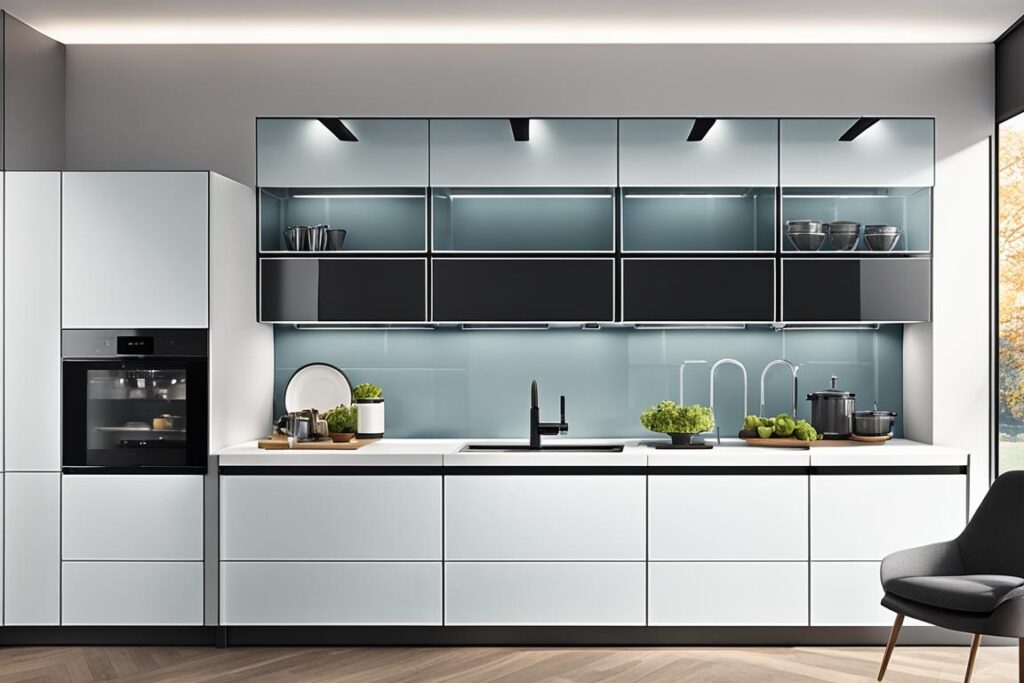 functional glass kitchen cabinets